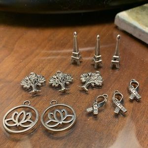 Metal silver charms (11 total)